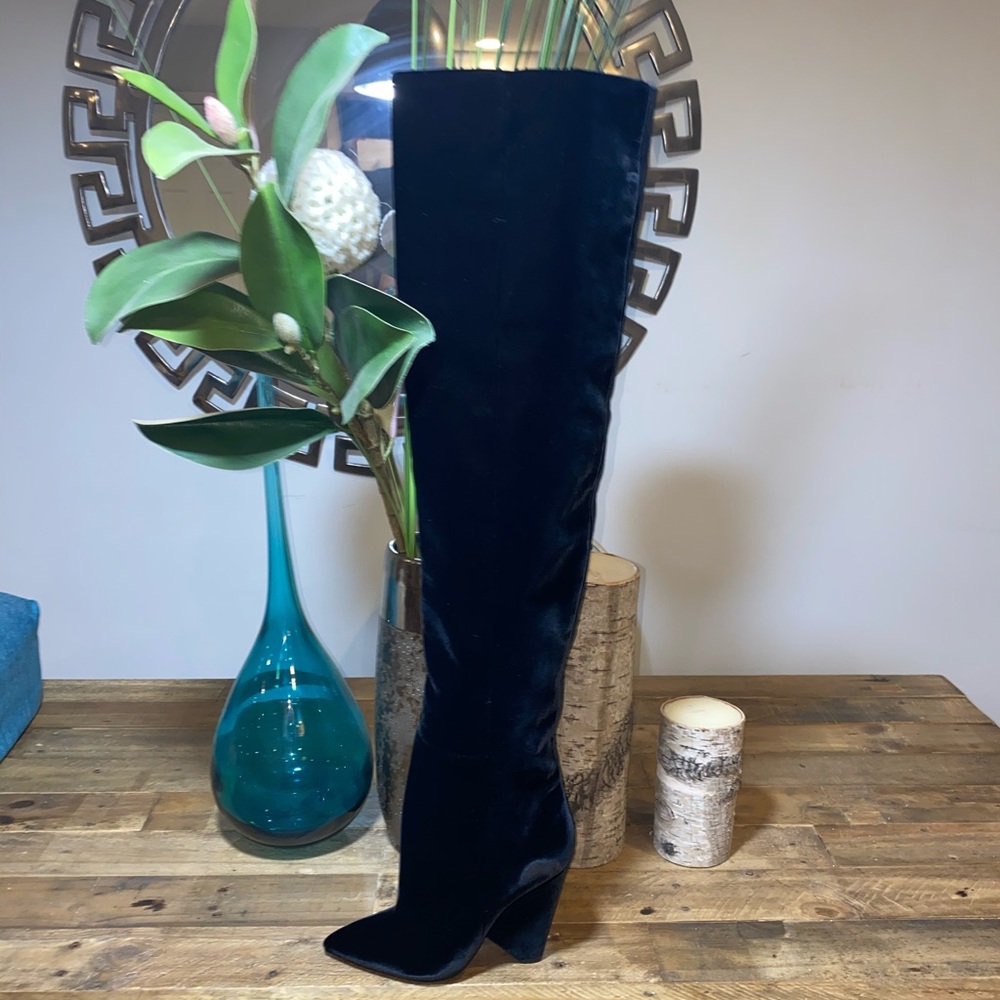 Saint Laurent Niki Velvet Thigh High Boots - Picture 4 of 8